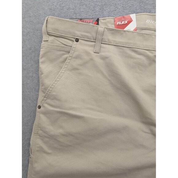 Dickies Pants Mens 46x32 Khaki Flex Regular Fit Straight Leg Active Waist Work - Picture 2 of 16